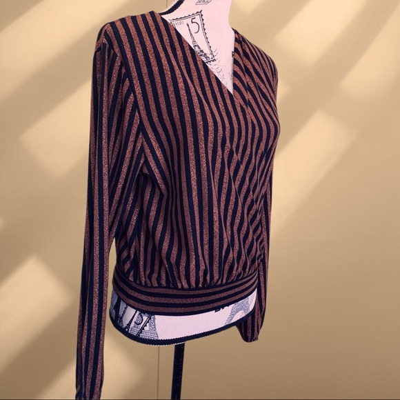 Gold stripe sparkle blouse MEDIUM - Picture 5 of 9